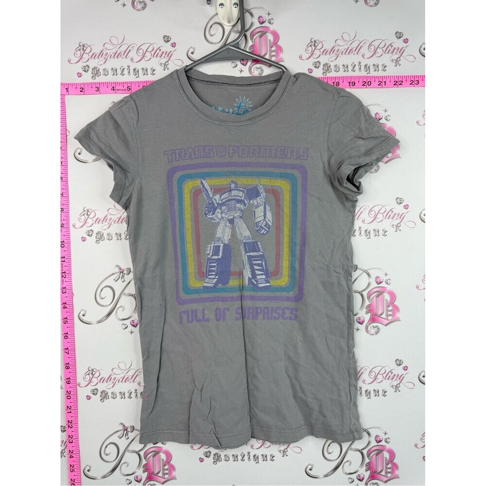 Heritage tshirt Gray Transformers Graphic Tee with Rainbow Accents